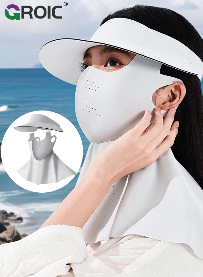 GROIC 2 in1 Dividable Sun Protection Face Mask, Sun Hat Sun Protection Face Mask, Ice Silk Sunscreen Face Mask, Neck Gaiter, Breathable Face Cover for Summer Outdoor Travel - Image 1