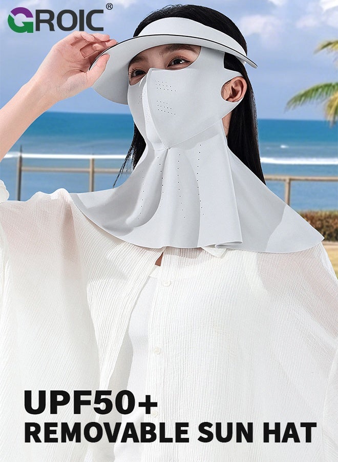 GROIC 2 in1 Dividable Sun Protection Face Mask, Sun Hat Sun Protection Face Mask, Ice Silk Sunscreen Face Mask, Neck Gaiter, Breathable Face Cover for Summer Outdoor Travel - Image 2