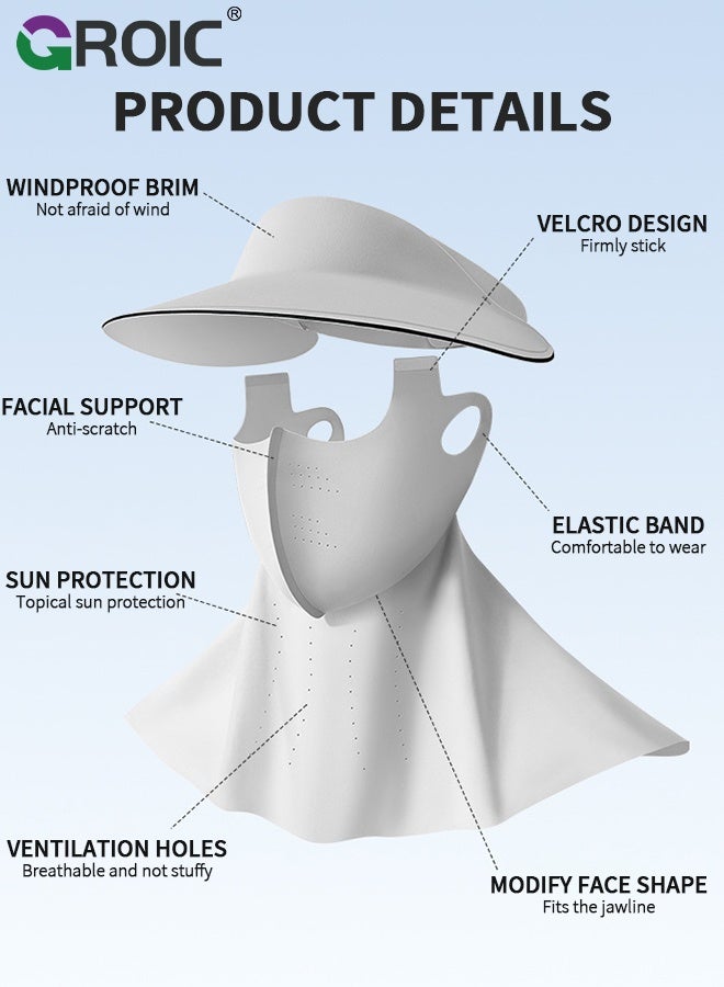 GROIC 2 in1 Dividable Sun Protection Face Mask, Sun Hat Sun Protection Face Mask, Ice Silk Sunscreen Face Mask, Neck Gaiter, Breathable Face Cover for Summer Outdoor Travel - Image 3