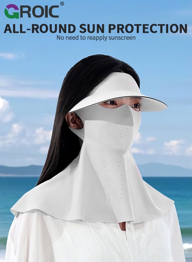 GROIC 2 in1 Dividable Sun Protection Face Mask, Sun Hat Sun Protection Face Mask, Ice Silk Sunscreen Face Mask, Neck Gaiter, Breathable Face Cover for Summer Outdoor Travel - Image 4