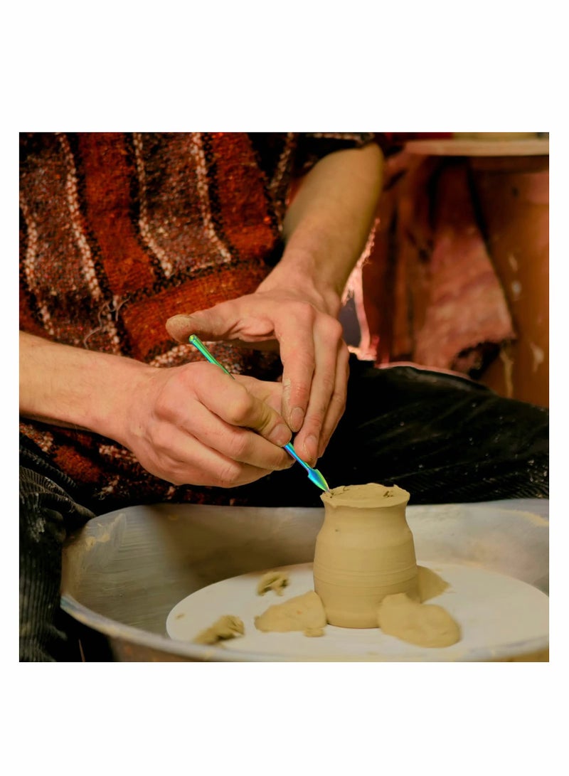 Excefore 5 Pcs Carving Tools for Wax Wood Rainbow Stainless Steel Double-Sized Sculpting Clay Tools Kits with Silicone Container - Image 3