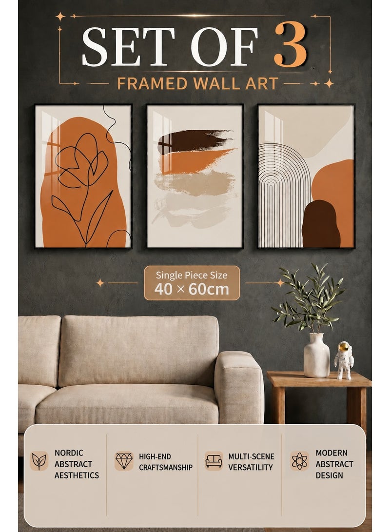 Nordic living room decoration painting modern minimalist sofa background wall hanging painting dining room wall triple mural bedroom wall painting - Image 1