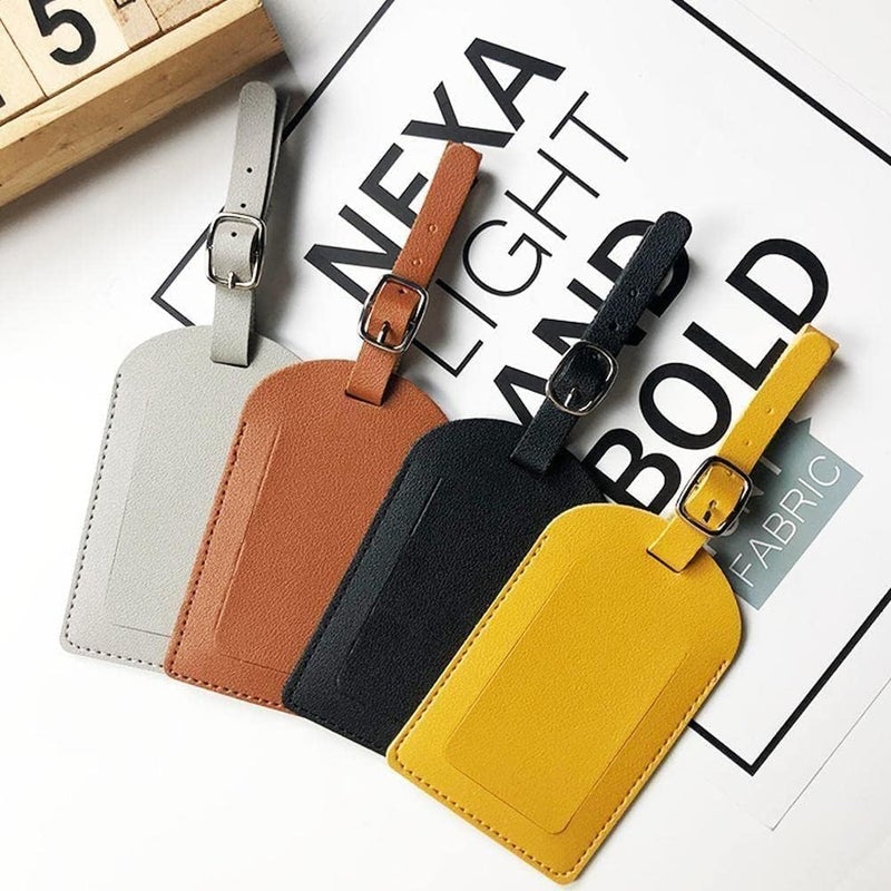 cheekyglo 1PC Women Men PU Leather Luggge Tg Suitcse Identifier ording ccessorie Lel Travel Nme Baggge Tg ddress 9R6-Yellow free size - Image 5