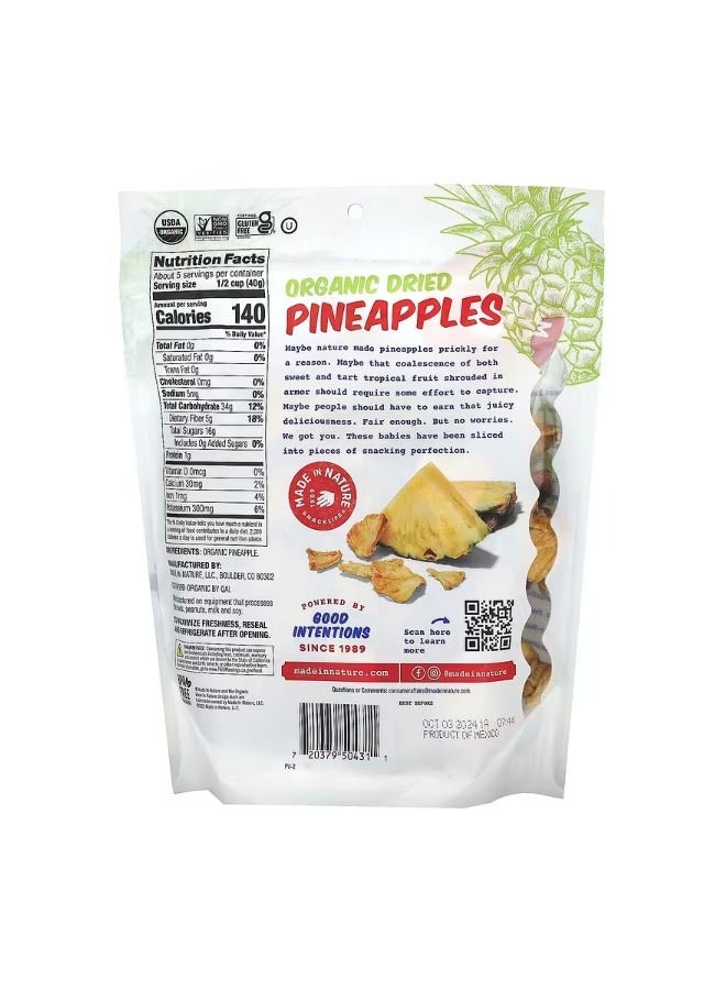 MADE IN NATURE Organic Dried Pineapples Sun Ripened Unsulfured 7.5 oz 213 g - Image 2