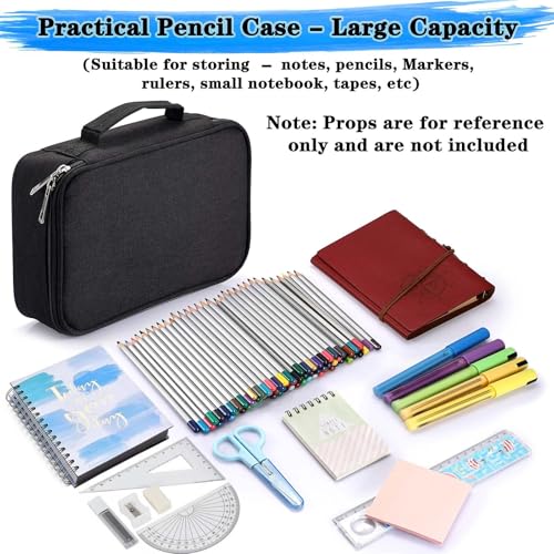 BTSKY حافظة بسكاي® عالية السعة بسحاب - متعددة الوظائف للأدوات المكتبية والقلم الرصاص، 72 فتحة حقائب ملونة محمولة مع 2 أكمام قابلة للإزالة (أسود) - Image 2