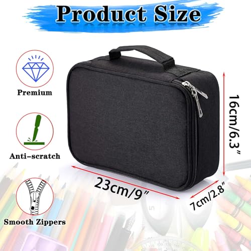 BTSKY حافظة بسكاي® عالية السعة بسحاب - متعددة الوظائف للأدوات المكتبية والقلم الرصاص، 72 فتحة حقائب ملونة محمولة مع 2 أكمام قابلة للإزالة (أسود) - Image 4