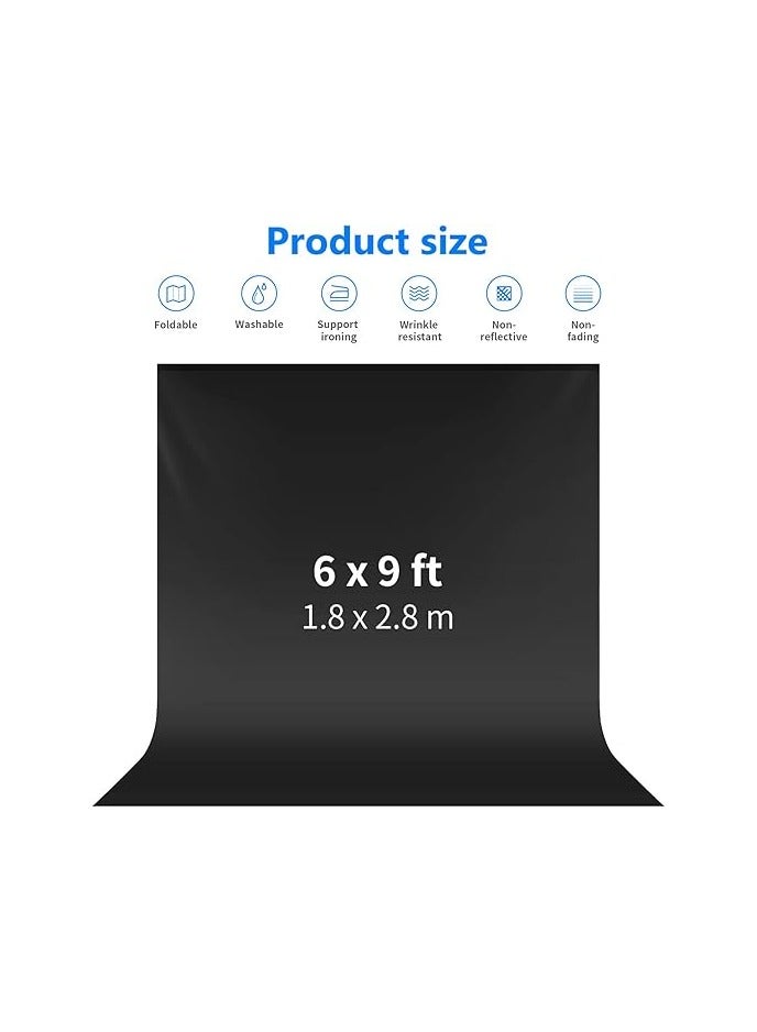 NEEWER 6x9 feet/1.8x2.8m Photo Studio 100% Pure Polyester Collapsible Backdrop Background for Photography, Video and Television (Backdrop Only) - Black black - Image 2
