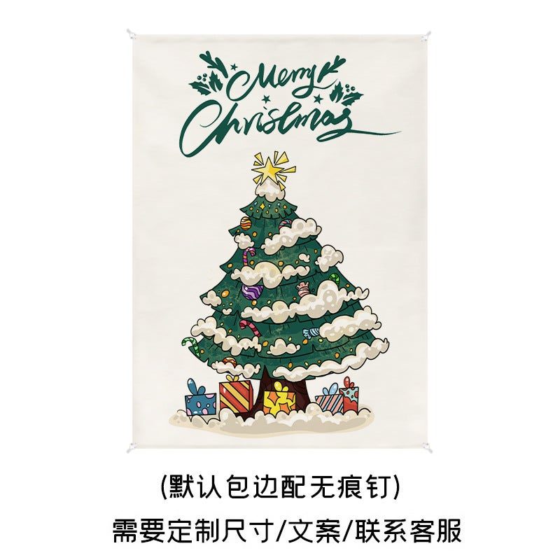 Christmas Theme Hanging Cloth Net Red Activity Party Po Clock Background Cloth Shopping Mall Door Atmosphere Decorative Cloth - Image 1