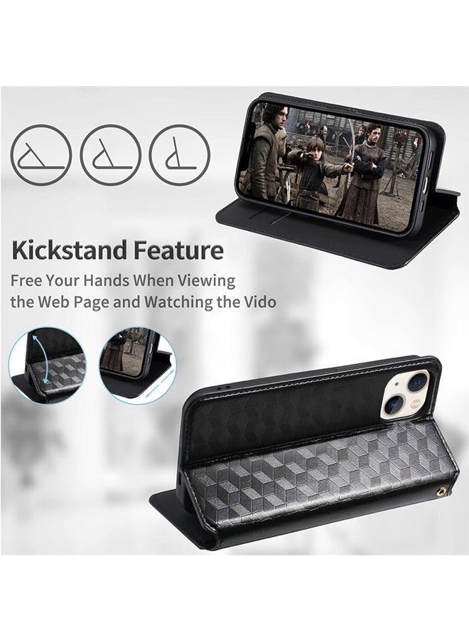 غطاء سامسونج جالاكسي S23 الترا ، غطاء مغناطيسي للمحفظة مع حامل بطاقة ، غطاء حماية مقاوم للصدمات مضاد للاصفرار مضاد للخدش من جلد PU (أسود) - Image 3