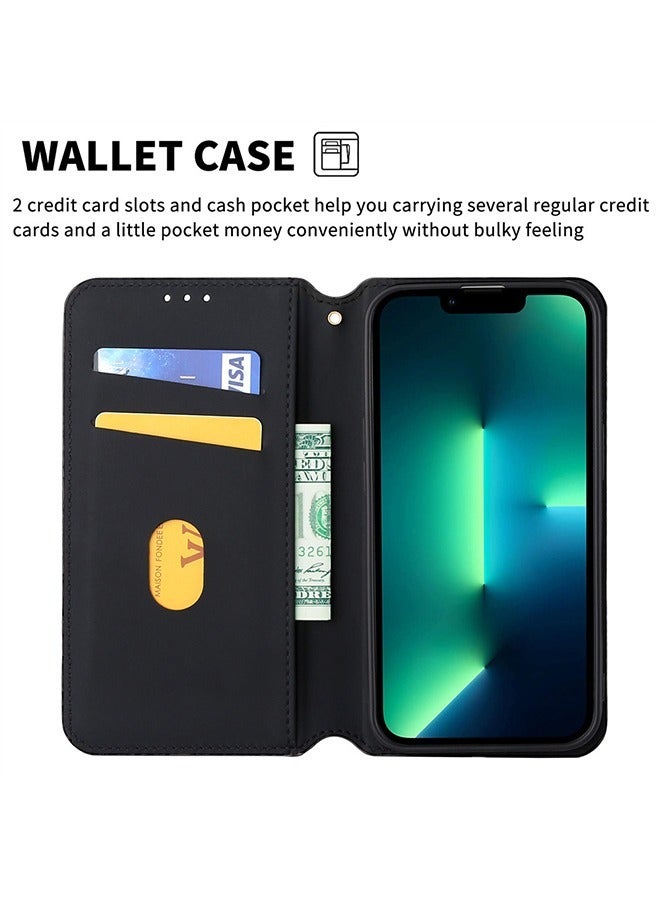 غطاء سامسونج جالاكسي S23 الترا ، غطاء مغناطيسي للمحفظة مع حامل بطاقة ، غطاء حماية مقاوم للصدمات مضاد للاصفرار مضاد للخدش من جلد PU (أسود) - Image 4