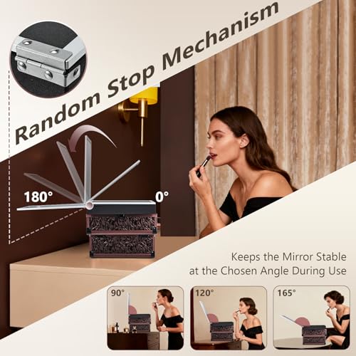Joligrace Makeup Train Case Cosmetic Box Portable Makeup Case Organizer 2 Trays Makeup Storage with Mirror Locking for Cosmetologist Aesthetic Supplies Nail Tech Traveling Makeup Box Dark Brown - Image 2
