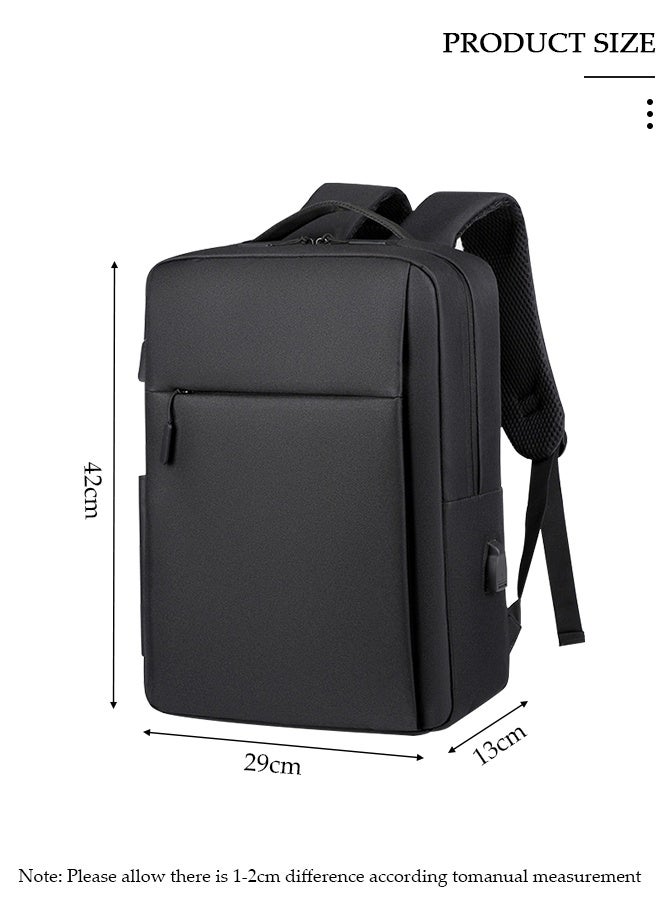 DUNISO حقيبة ظهر للكمبيوتر المحمول للسفر مضادة للسرقة، حقيبة كمبيوتر محمول رفيعة ومتينة مع منفذ شحن USB، مقاومة للماء، حقيبة كمبيوتر مدرسية جامعية، هدايا للرجال والنساء، تناسب دفتر ملاحظات مقاس 15.6 بوصة باللون الأسود - Image 2
