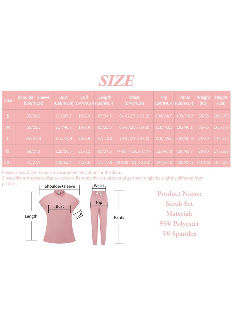 Loquat Womens Medical Scrubs Set Medical Uniform Set Pink - Image 2