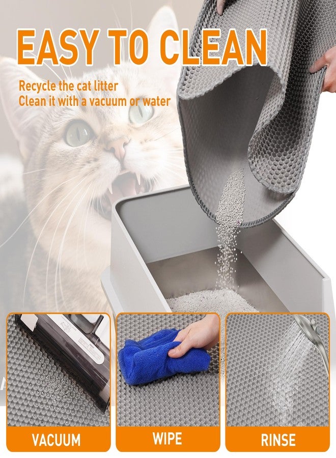 Anywish Large Cat Litter Mat for Litter Box, 47"×33" Double Layer Trapping Mat, Non-Slip Water Proof Kitty Litter Pad, Grey - Image 3