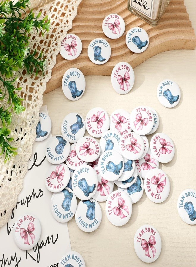 Whaline 50Pcs Boots or Bows Gender Reveal Pins Team Boy or Girl Buttons Blue Boot Pink Bow Button Badges for Birthday Baby Shower Party Game Supplies - Image 4