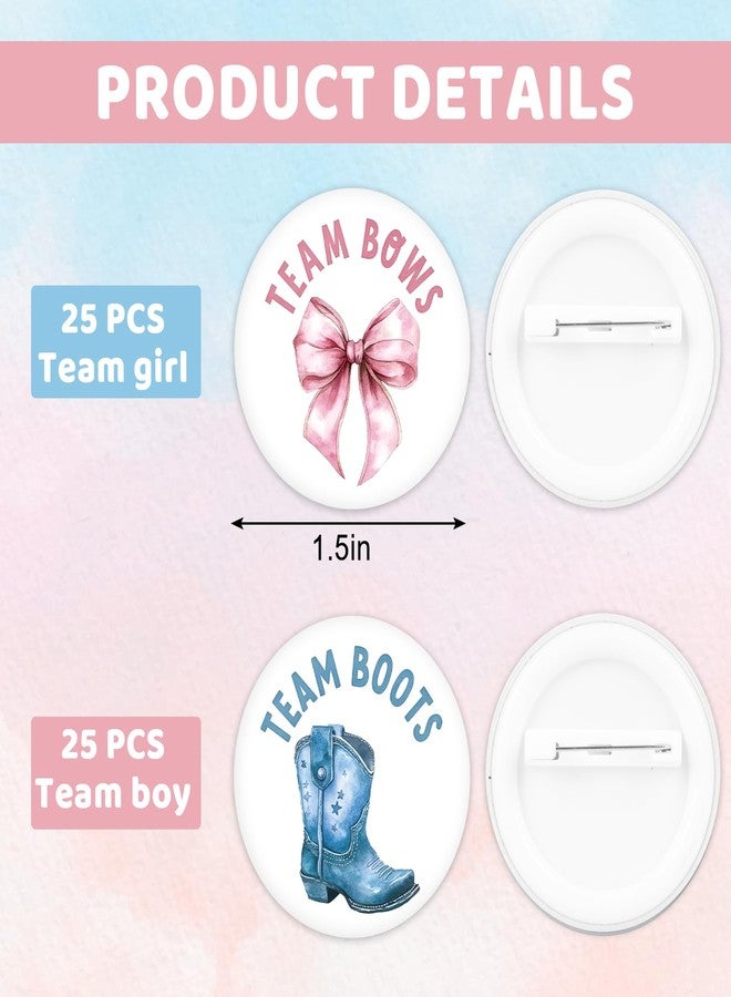 Whaline 50Pcs Boots or Bows Gender Reveal Pins Team Boy or Girl Buttons Blue Boot Pink Bow Button Badges for Birthday Baby Shower Party Game Supplies - Image 2