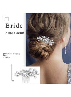 Crystal Bride Wedding Hair Comb Hair Accessories with Rhinestone Bridal Side Combs for Women and Girls (A Silver)