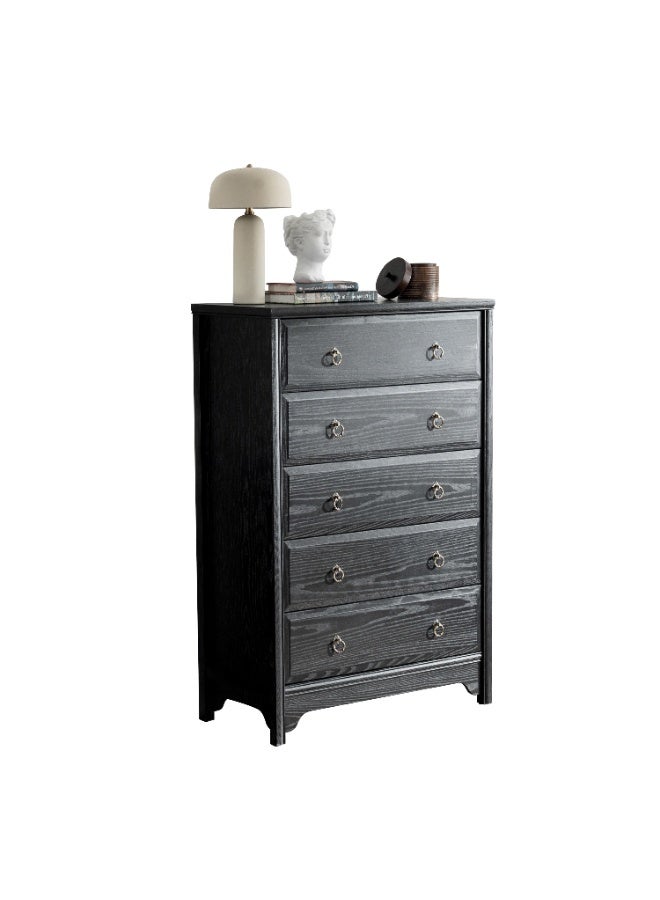 DOOHWAN Solid Wood Dresser for Bedroom- Natural Wood Veneers & Water Based Paint Finished- Vintage Chests of Drawers, 5 Drawer Tall Dresser - Image 3