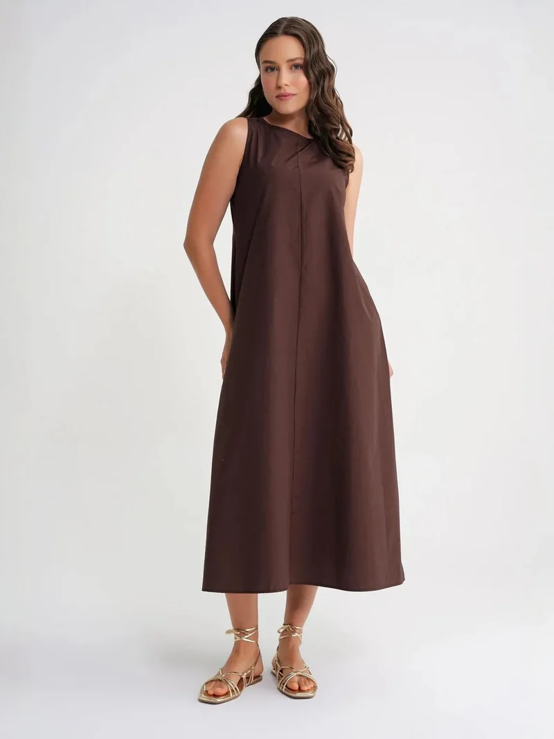 ميكسراي MIXRAY Maxi poplin dress with pockets