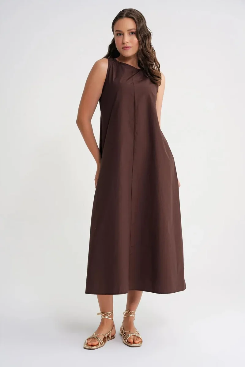 Mixray MIXRAY Maxi poplin dress with pockets