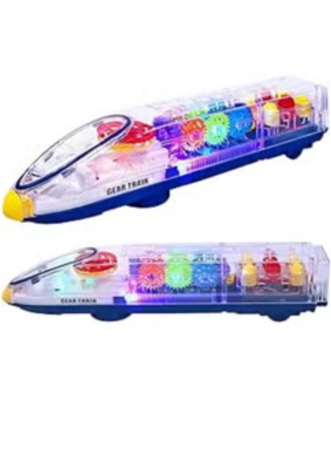 لعبة جير تويز للأطفال، لعبة صوتية موسيقية شفافة مع أضواء تدور 360 درجة، ألعاب للأولاد والبنات (متعددة الألوان) عبوة من قطعة واحدة