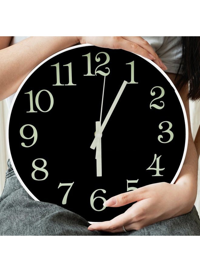 JoFomp Glow in The Dark Clock, 12" Non-Ticking Silent Luminous Wall Clock, Battery Operated Modern Quartz Clocks, Easy to Read for Home Kitchen Office Bedroom - Image 5