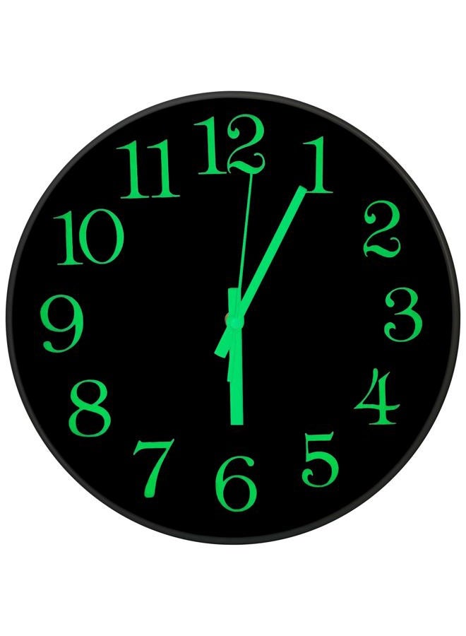 JoFomp Glow in The Dark Clock, 12" Non-Ticking Silent Luminous Wall Clock, Battery Operated Modern Quartz Clocks, Easy to Read for Home Kitchen Office Bedroom - Image 1