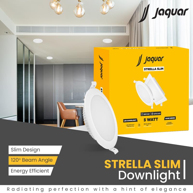 Jaquar Strella Slim 5W Round Recess Down Light - Natural White, Energy Efficient LED Ceiling Light for Home and Office (Pack of 5) - Image 2