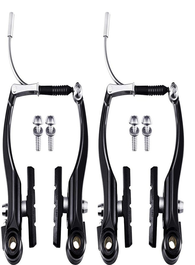 Serveuttam V Brake Set for Cycle - Bicycle Linear Pull V Brake Set Front/Back | Arm 110mm Long Metal Lever Caliper Set (Black) - Image 1