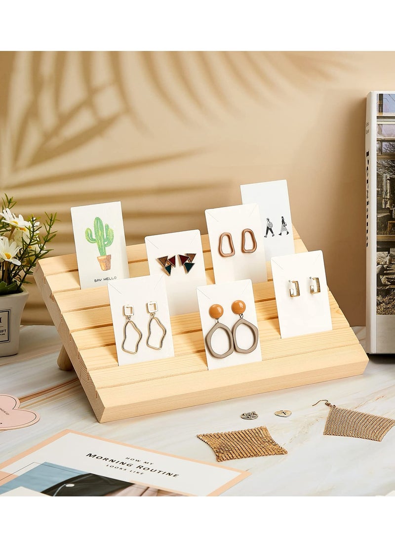 SYOSI Earring Display Stand Wooden Business Card Holder Rustic Wood Earring Card Display Jewelry Displays Earring Cardboard for Selling Earring Jewelry Organizer Displaying Photos Business Card Wood - Image 3