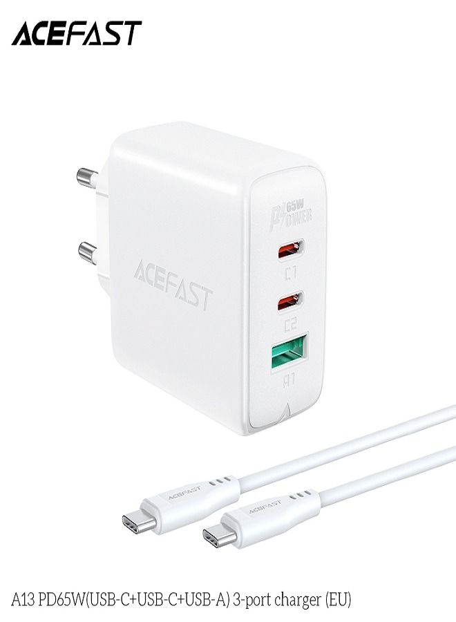 ACEFAST Fast Charge Wall Charger A13 PD65W (2xUSB-C+1xUSB-A) EU White - Image 2