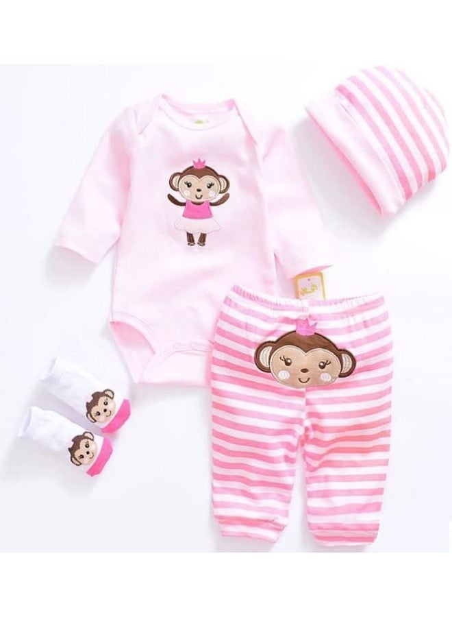 Tatu Reborn Baby Girl Doll Clothes 20-22 Inches Newborn Baby Girl 4 Pieces Accessories Set - Image 1