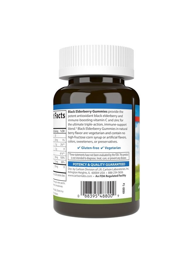 Carlson Black Elderberry Gummies, with Vitamin C & Zinc, Immune Support, 60 Gummies  - Image 3