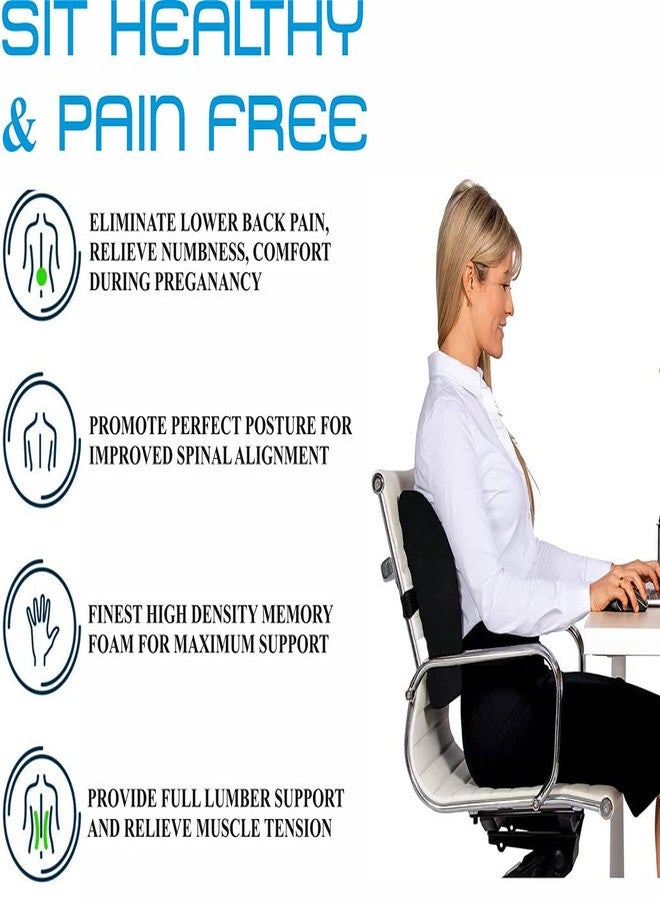 ABLE L4 Backrest Memory Foam Cushion Designed for Lumbar Support and Back Pain Relief. for Office Chair, Study Chair and Car Seat with Adjustable Belt and Breathable and Washable Cover. (Black) - Image 5