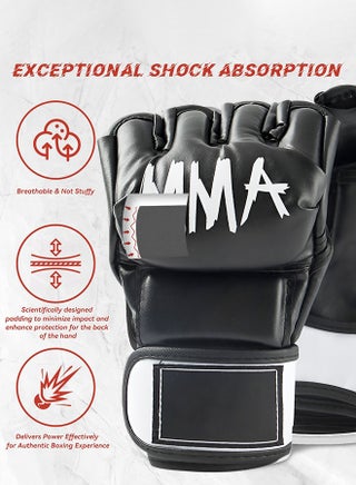 قفازات MMA للرجال والنساء، قفازات كيك بوكسينج، قفازات ملاكمة بدون أصابع للفنون القتالية المختلطة، قفازات تدريب كيس اللكم، قفازات كيك بوكسينج ومواي تاي، قفازات بولي يوريثين، 170-190 سم - view 3