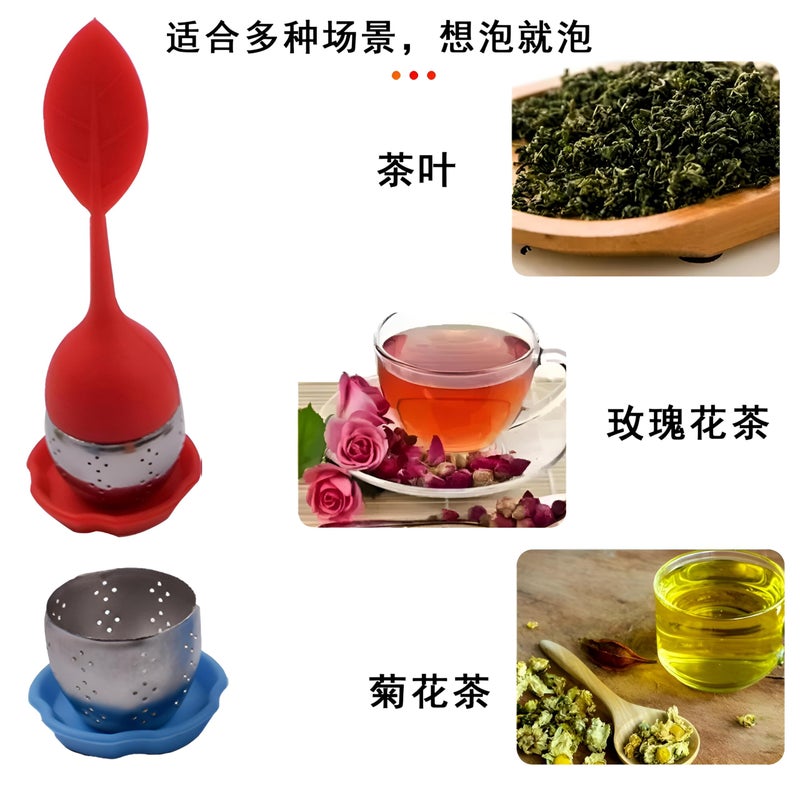 Tea Infuser - Leaf-Shaped Silicone Handle with Comfortable Grip and Durable Stainless Steel Mesh in Various Colors for Perfect Brewing (piece-1) - Image 4