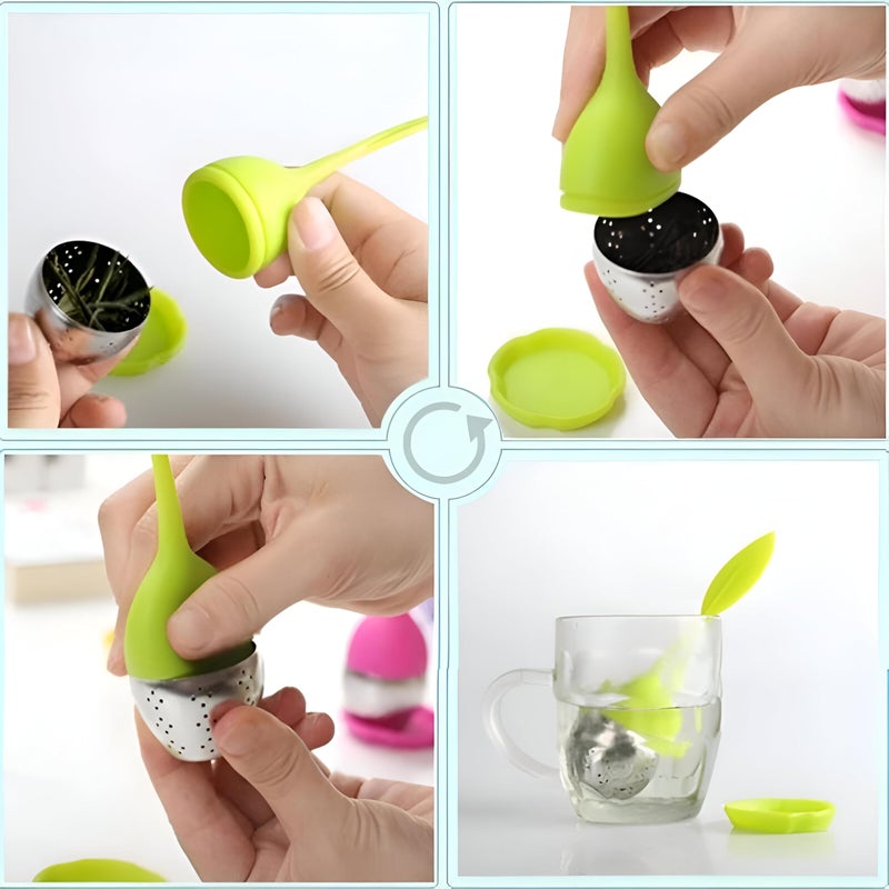 Tea Infuser - Leaf-Shaped Silicone Handle with Comfortable Grip and Durable Stainless Steel Mesh in Various Colors for Perfect Brewing (piece-1) - Image 5