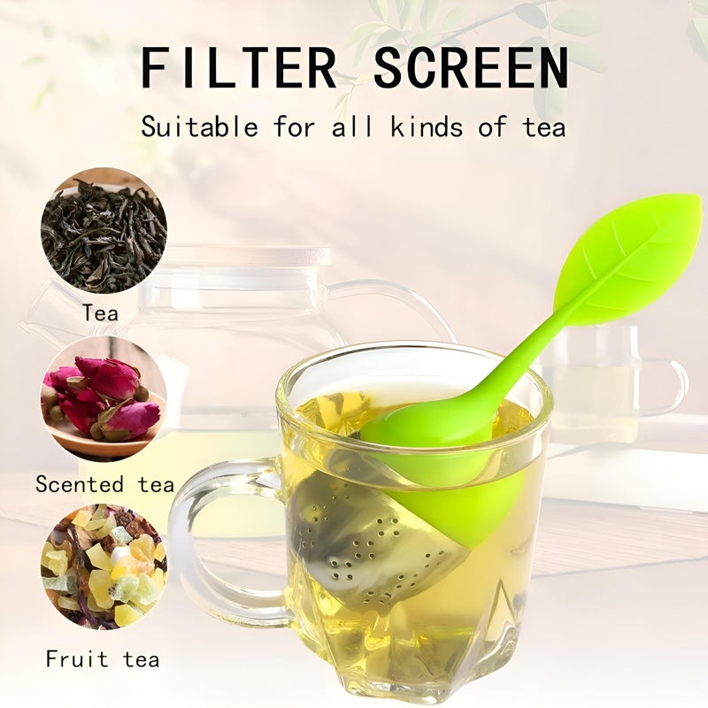 Tea Infuser - Leaf-Shaped Silicone Handle with Comfortable Grip and Durable Stainless Steel Mesh in Various Colors for Perfect Brewing (piece-1) - Image 2