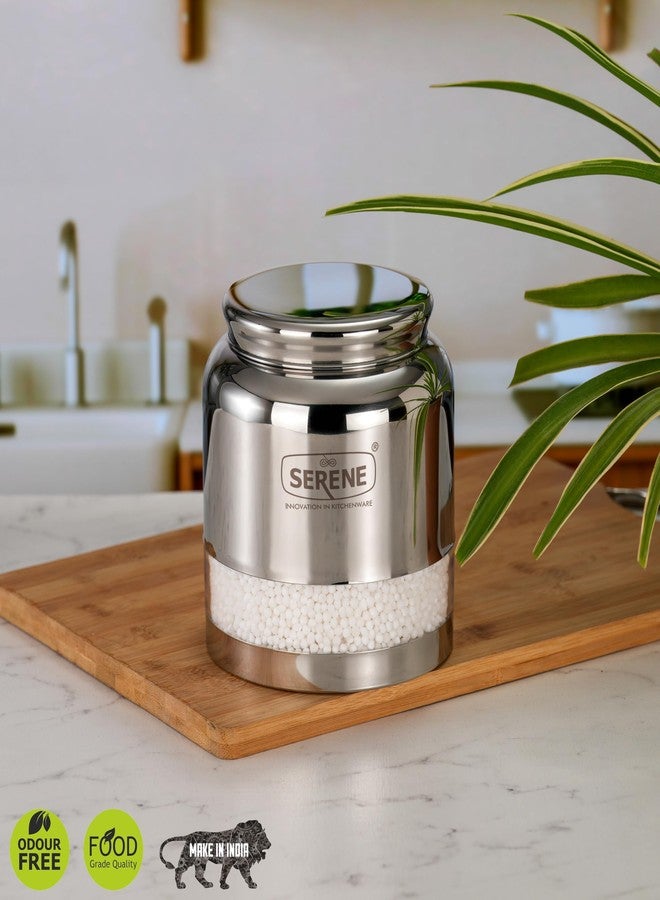 Serene Stainless Steel Exotic See-Through Jar | Airtight Jars for Kitchen Storage | Premium Steel Jars with One Turn Lock Lid | Transparent Stainless Steel Containers | 2000ML | 1 PC - Image 2