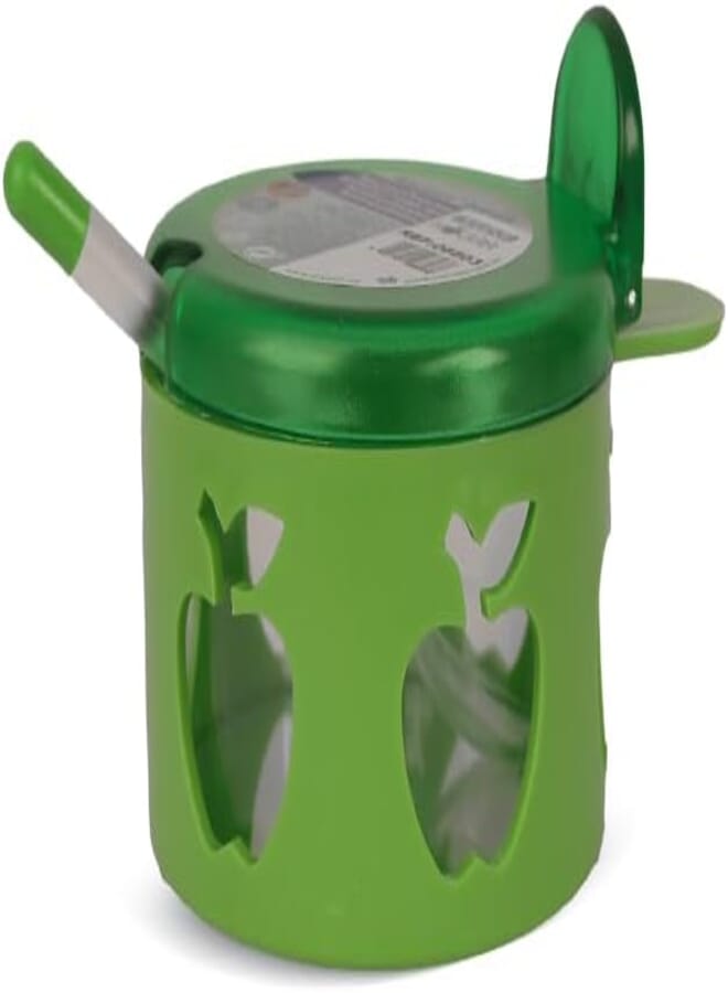 Juypal Hogar Sugar & Spice Container – Green – BPA-Free Plastic with Lid & Spoon – Ideal for Kitchen Organization – Made in Spain