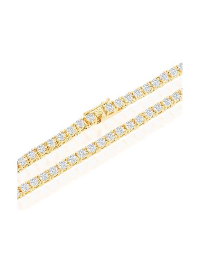Fayrouz Jewellery Round tennis necklace plated in white and yellow gold and set with cubic zirconia, for women and men, by Turquoise Jewelry - Image 3