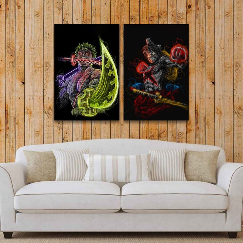 ماركتنا لوحة قماشية ثنائية بتصميم أنمي بمقاس اجمالي 80×60 سم - Image 1