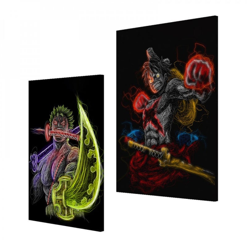 ماركتنا لوحة قماشية ثنائية بتصميم أنمي بمقاس اجمالي 80×60 سم - Image 2