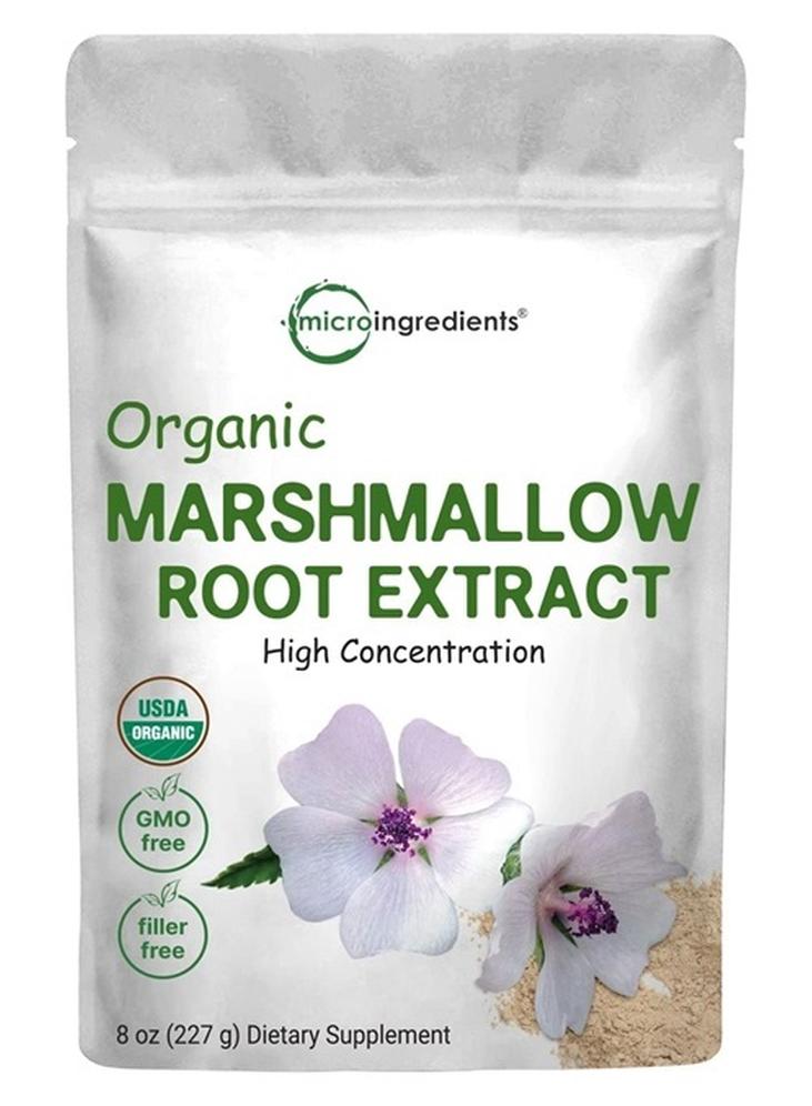 Micro Ingredients Organic Marshmallow Root Powder, 8 Ounce, Filler Free and Traditionally Used, Supports Digestive Gastrointestinal Health, Non-Irradiated and No GMOs, Vegan Friendly - Image 1