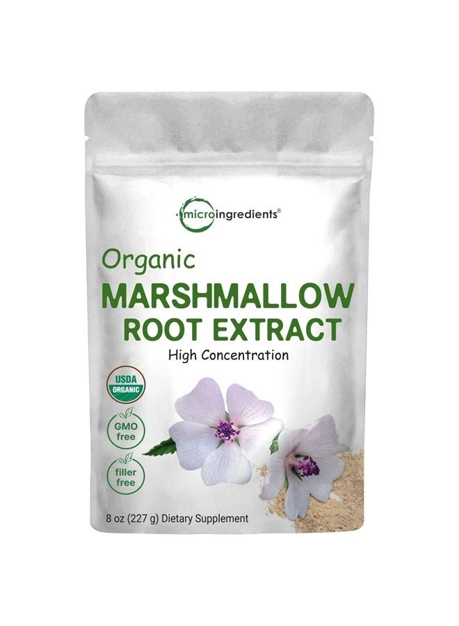 Micro Ingredients Organic Marshmallow Root Powder, 8 Ounce, Filler Free and Traditionally Used, Supports Digestive Gastrointestinal Health, Non-Irradiated and No GMOs, Vegan Friendly - Image 1