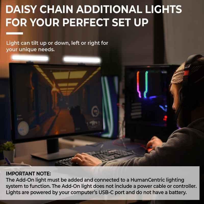 HumanCentric إضاءة مؤتمرات الفيديو من هيومن سنترك - ضوء كاميرا ويب للبث، ضوء LED للشاشة واللابتوب لمؤتمرات الفيديو، إضاءة زوم للكمبيوتر، بديل لضوء الحلقة لاجتماعات زوم، مجموعة مزدوجة - Image 5