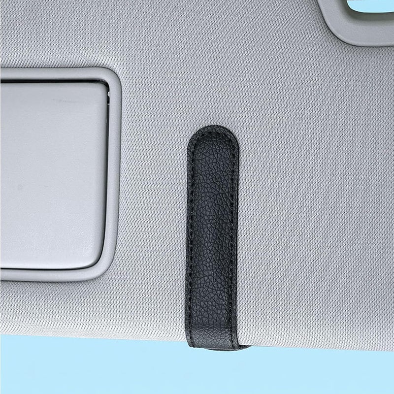 Sipery Leather Sunglasses Holder for Car Sun Visor, Eyeglass Hanger Clip Magnetic for Vehicle Sunglasses Hanging Ticket Card Clip, for Different Eyeglasses, Black, 2Pack | Eyeglass Hanger Clip, Magnetic, Ticket Card Clip, Different Eyeglasses - Image 5