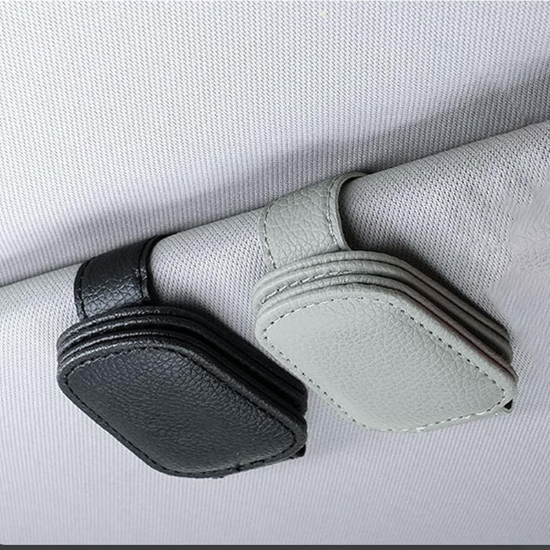 Sipery Leather Sunglasses Holder for Car Sun Visor, Eyeglass Hanger Clip Magnetic for Vehicle Sunglasses Hanging Ticket Card Clip, for Different Eyeglasses, Black, 2Pack | Eyeglass Hanger Clip, Magnetic, Ticket Card Clip, Different Eyeglasses - Image 4