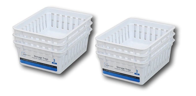 BASIC SQUARE MINI BIN STORAGE TRAYS WHITE 6PK BY