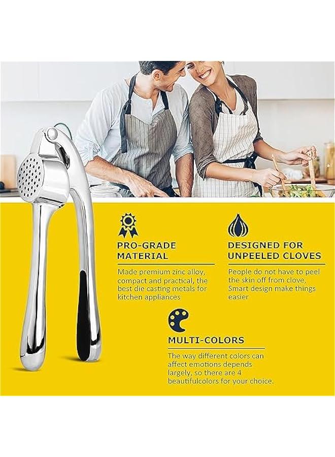 BWSJ Premium Garlic Press with Silic Roller Peeler Cleaning Brush Soft EasySqueeze Ergonomic Handle Crusher Peeler Set Dishwasher Safe Rustproof - Image 5